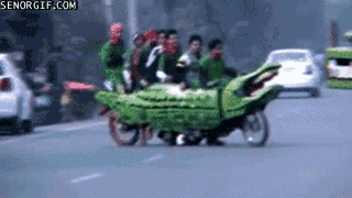 Krokodil Motorcykel med 10 passagerare