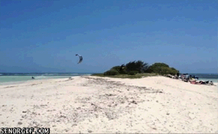 Amazing Kite Surfing Jump Over a Beach