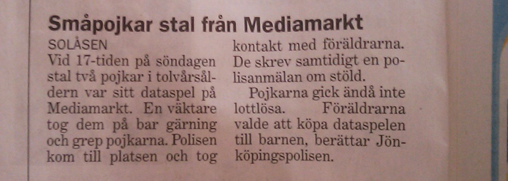 Småpojkar stal från Mediamarkt