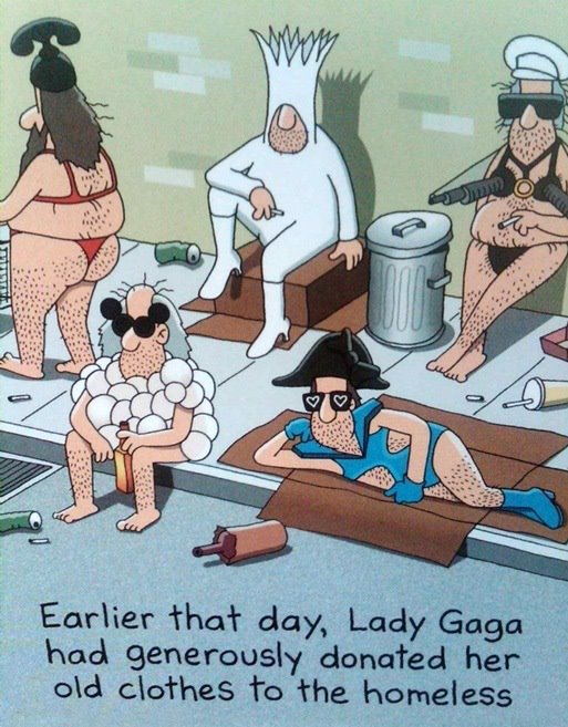 Hemlösa får Lady Gagas kläder