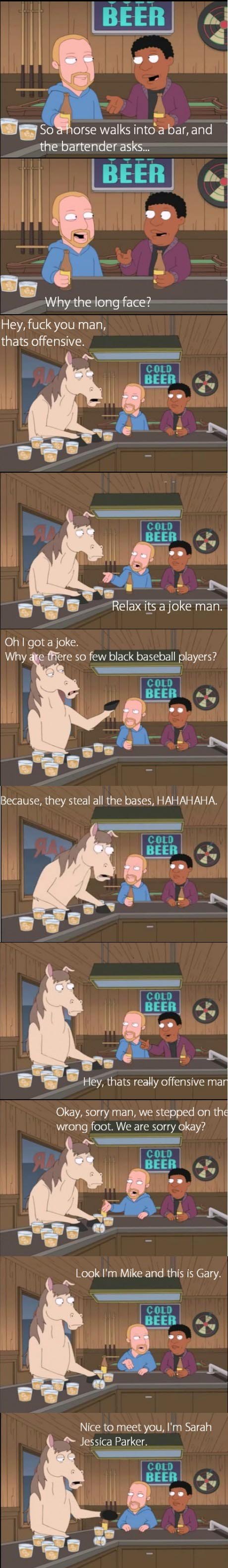 So a horse walks into a bar...